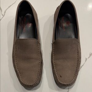 Marc Joseph Taupe Leather Slip-On Loafers